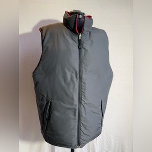 Eddie Bauer Vest Mens Sz M Goose Down Padded Puffer Red And Gray Reversible